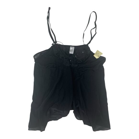 vintage beaded black butterfly camisole tank open front women's medium 90s britt - Picture 2 of 9